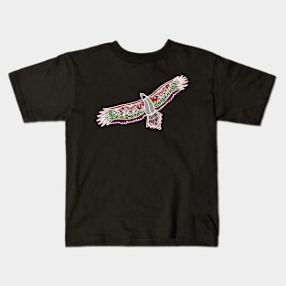 Aboriginal Art - Eagle White Outline Kids T-Shirt